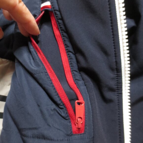 TOMMY HILFIGER mens JACKET navy blue HOODED rain BOMBER SIZE L - Picture 7 of 14